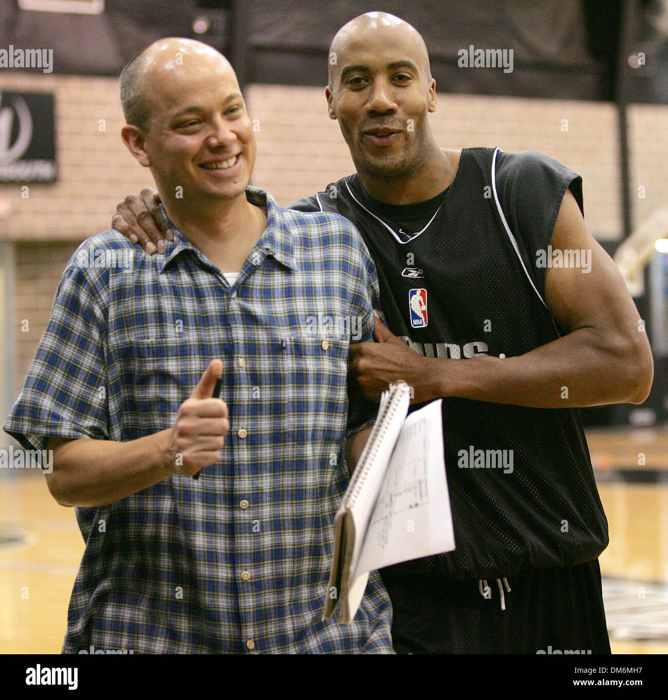 Jun 07, 2005; San Antonio, TX, USA;San Antonio Spurs Manu Ginobili takes  one last shot before heading to the weight room after practice on Tuesday,  June 7, 2005. Mandatory Credit: Photo by