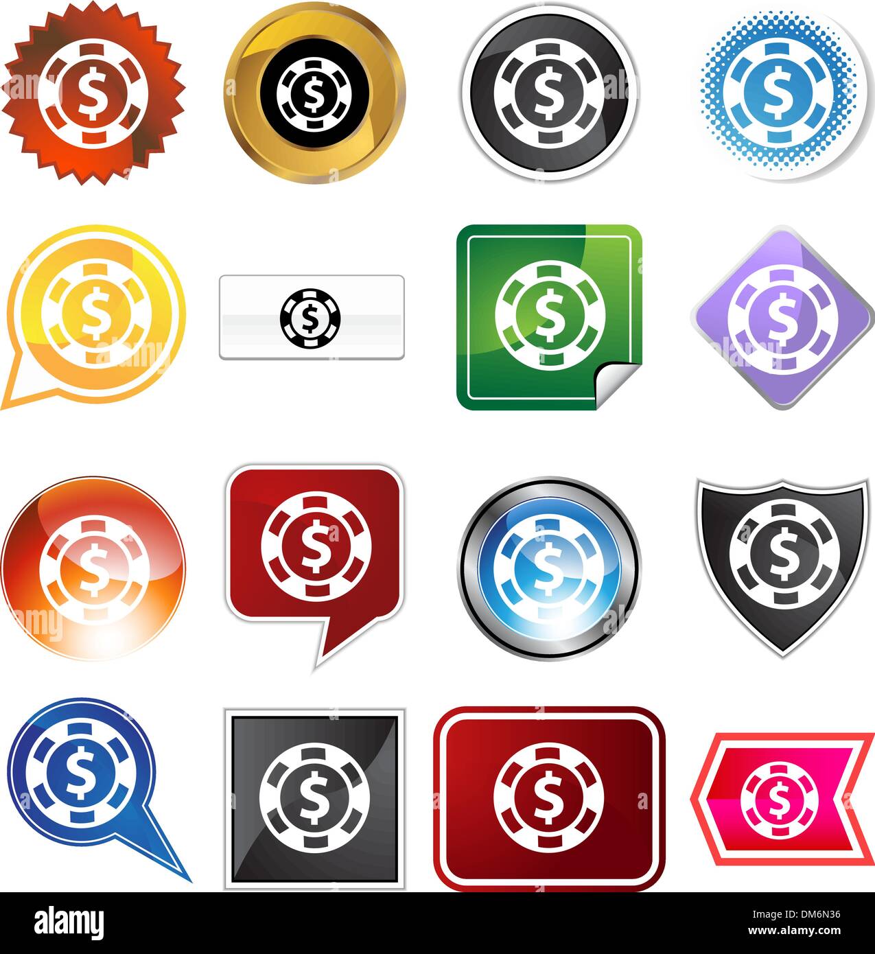 Poker Chip Variety Set Stock Vector