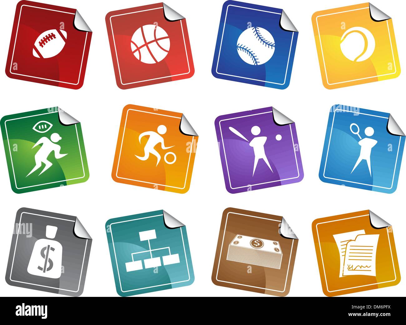 Sports Buttons - sticker Stock Vector