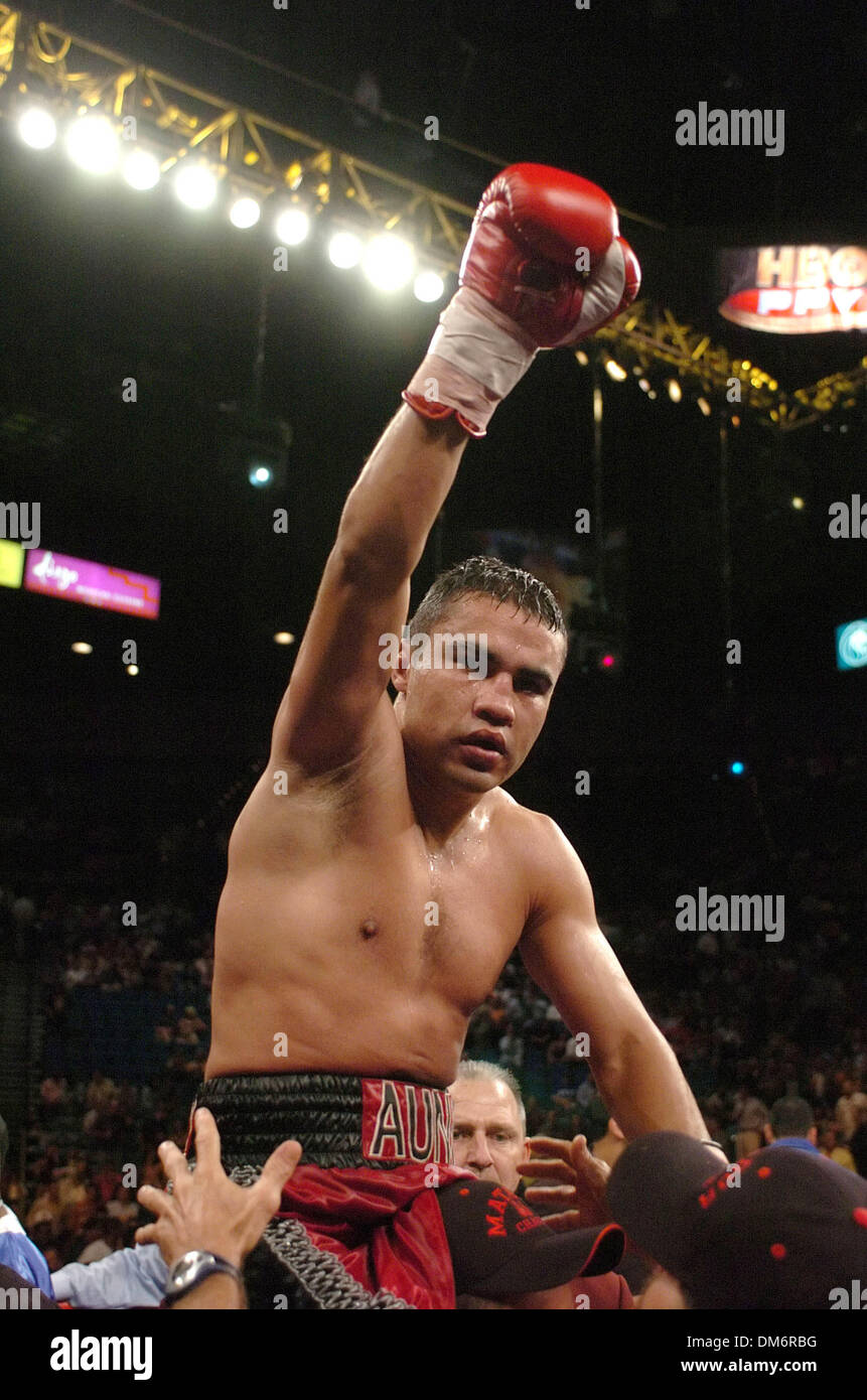 Sep 17, 2005; Las Vegas, NV, USA; BOXING: JESUS CHAVEZ defeats Levander Johnson for the IBF World Lightweight title. Johnson suffered a subdural hematoma and is currently in critical condition and clinging to life in a Las Vegas hospital. Chavez is promoted by Oscar De La Hoya's Golden Boy Promotions.  Mandatory Credit: Photo by Rob DeLorenzo/ZUMA Press. (©) Copyright 2005 by Rob D Stock Photo