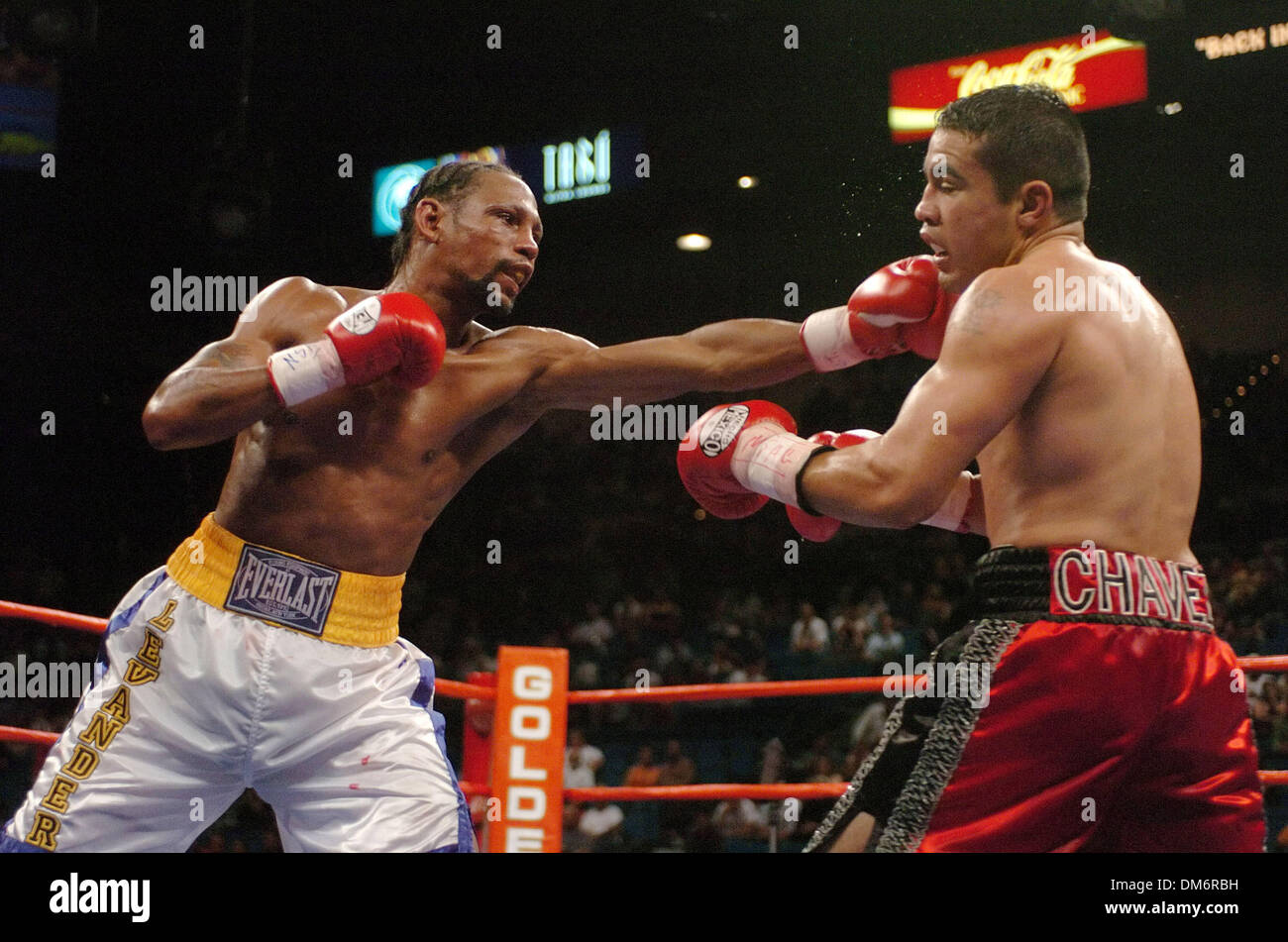 Sep 22, 2005; Las Vegas, NV, USA; FILE PHOTO. LEAVANDER JOHNSON (35) has died Sept 22, 2005 of brain injuries (subdural hematoma) five days after he was rushed from his dressing room at the MGM Grand hotel-casino to a local hospital. Johnson lost his boxing match with Jesus Chavez in the 11th round after Chavez landed more than two dozen unreturned punches, prompting a referee to h Stock Photo