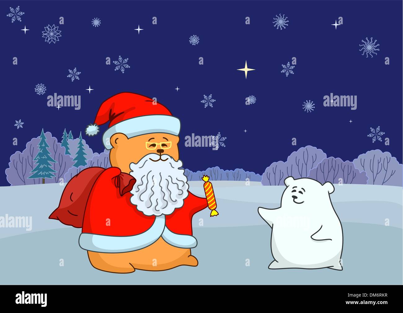 Santa Claus and polar bear Stock Vector