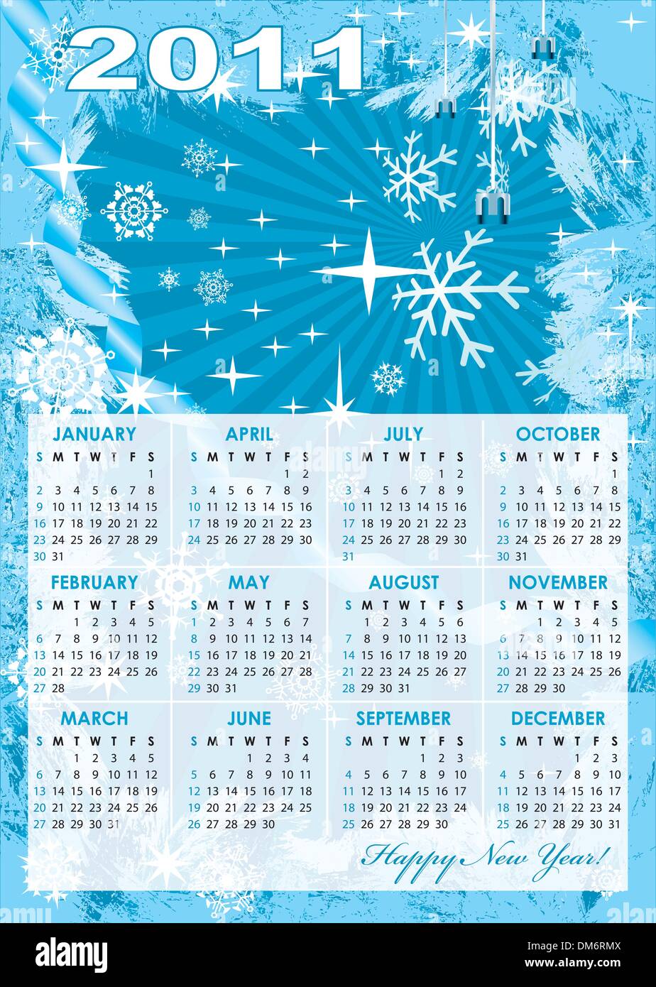 Calendar grid of 2011 year Stock Vector