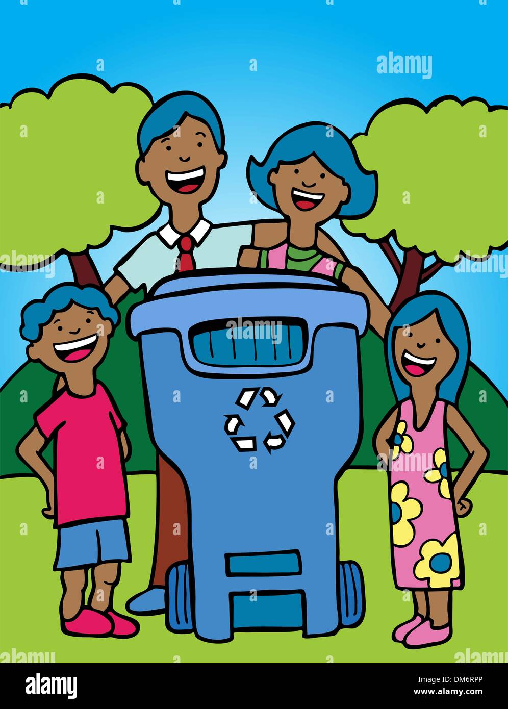 Family Recycling Stock Vector