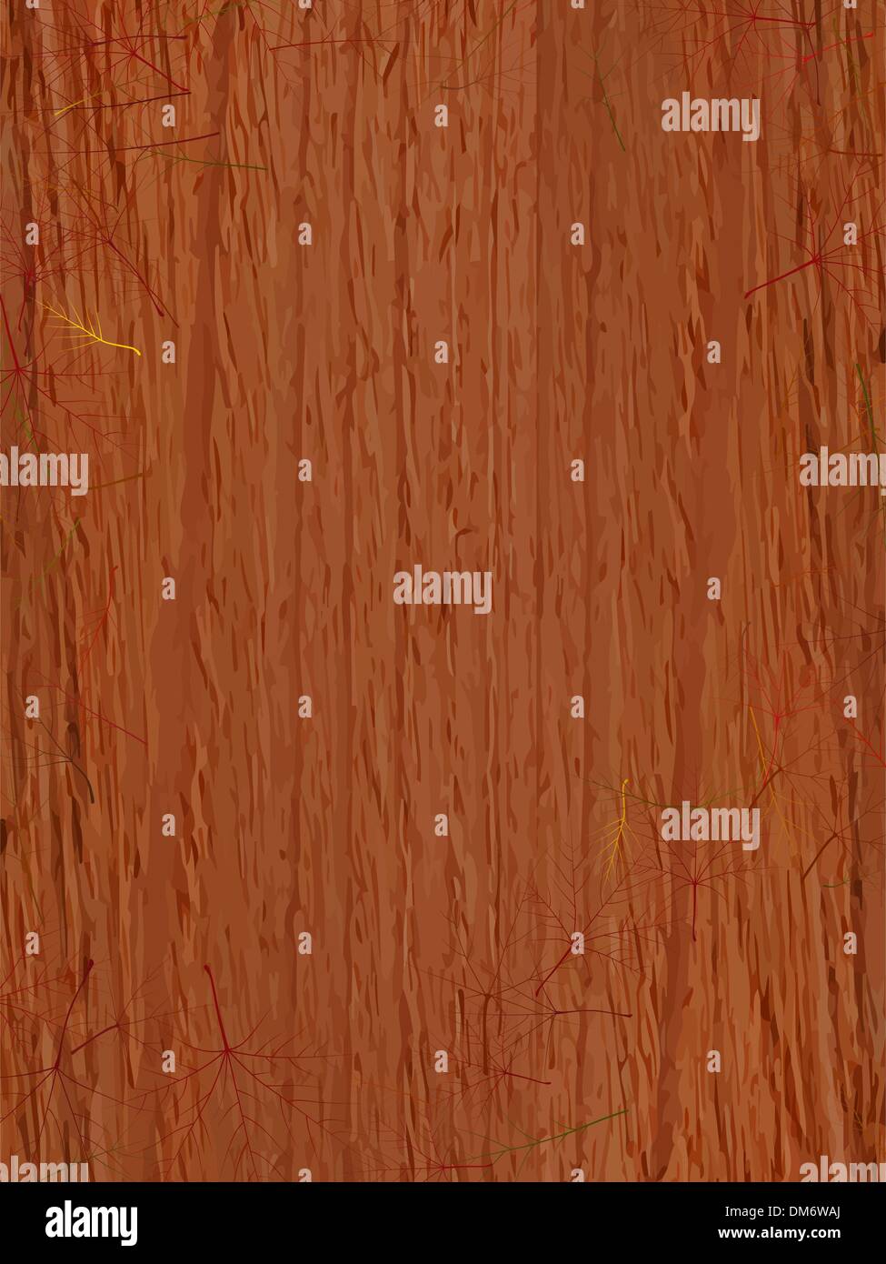 Fall leaves and pumpkins on wood background. Stock Vector