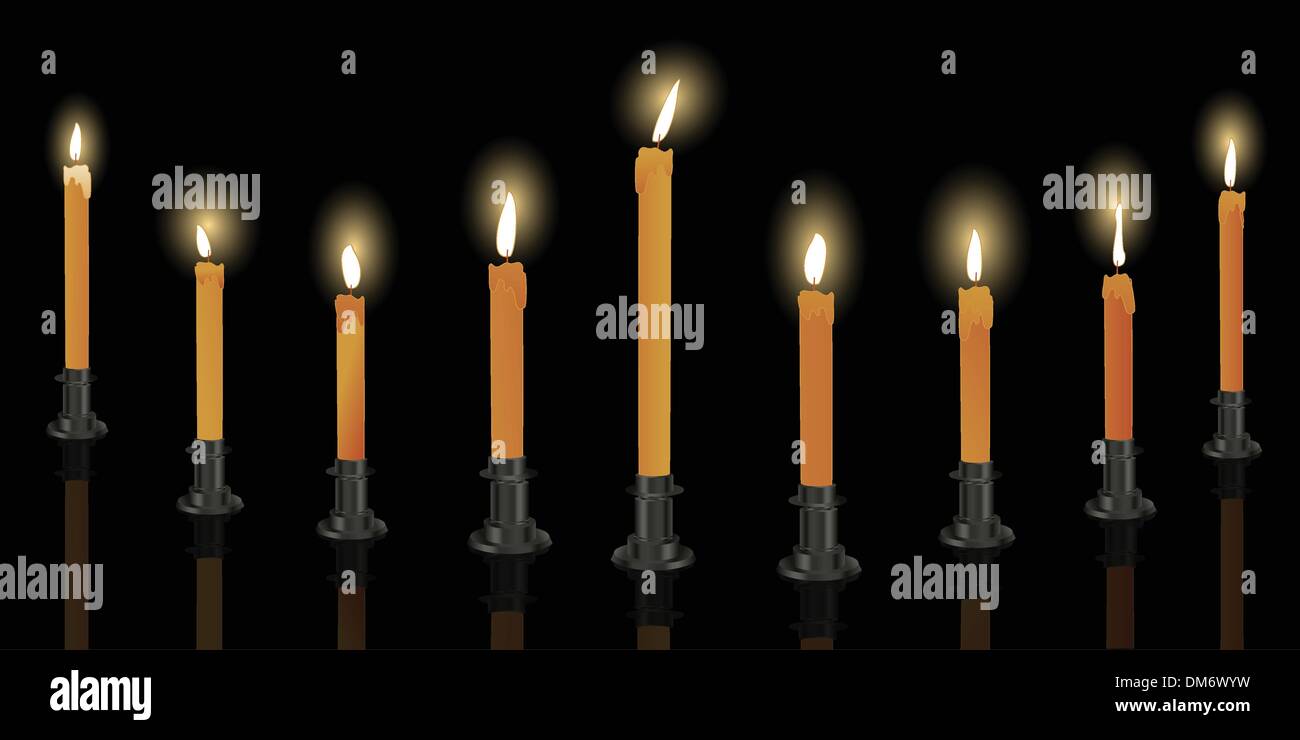 Nine candle menorah Stock Vector