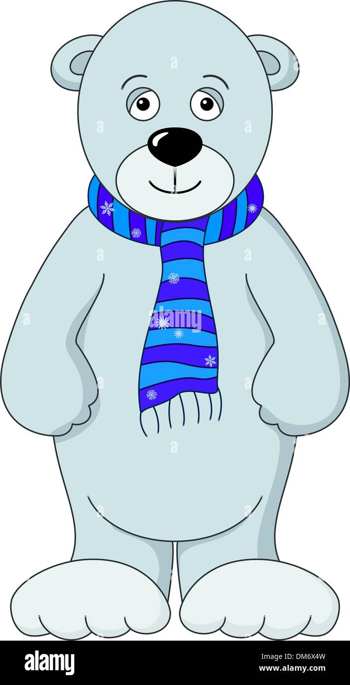 Teddy-bear white in a scarf Stock Vector