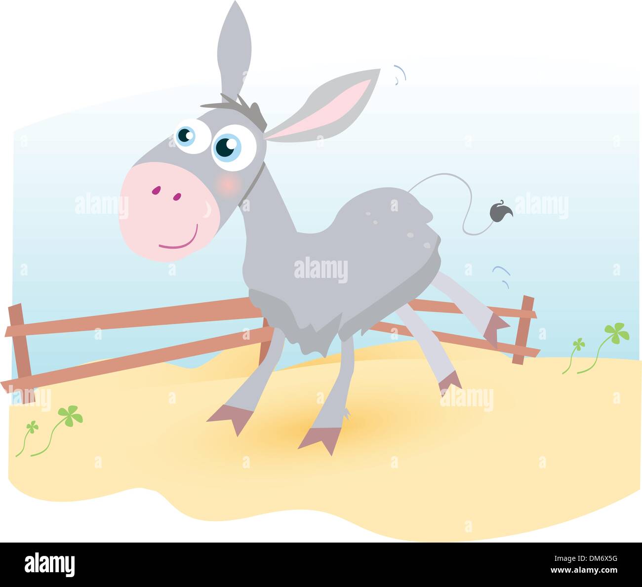 Donkey on farm Stock Vector