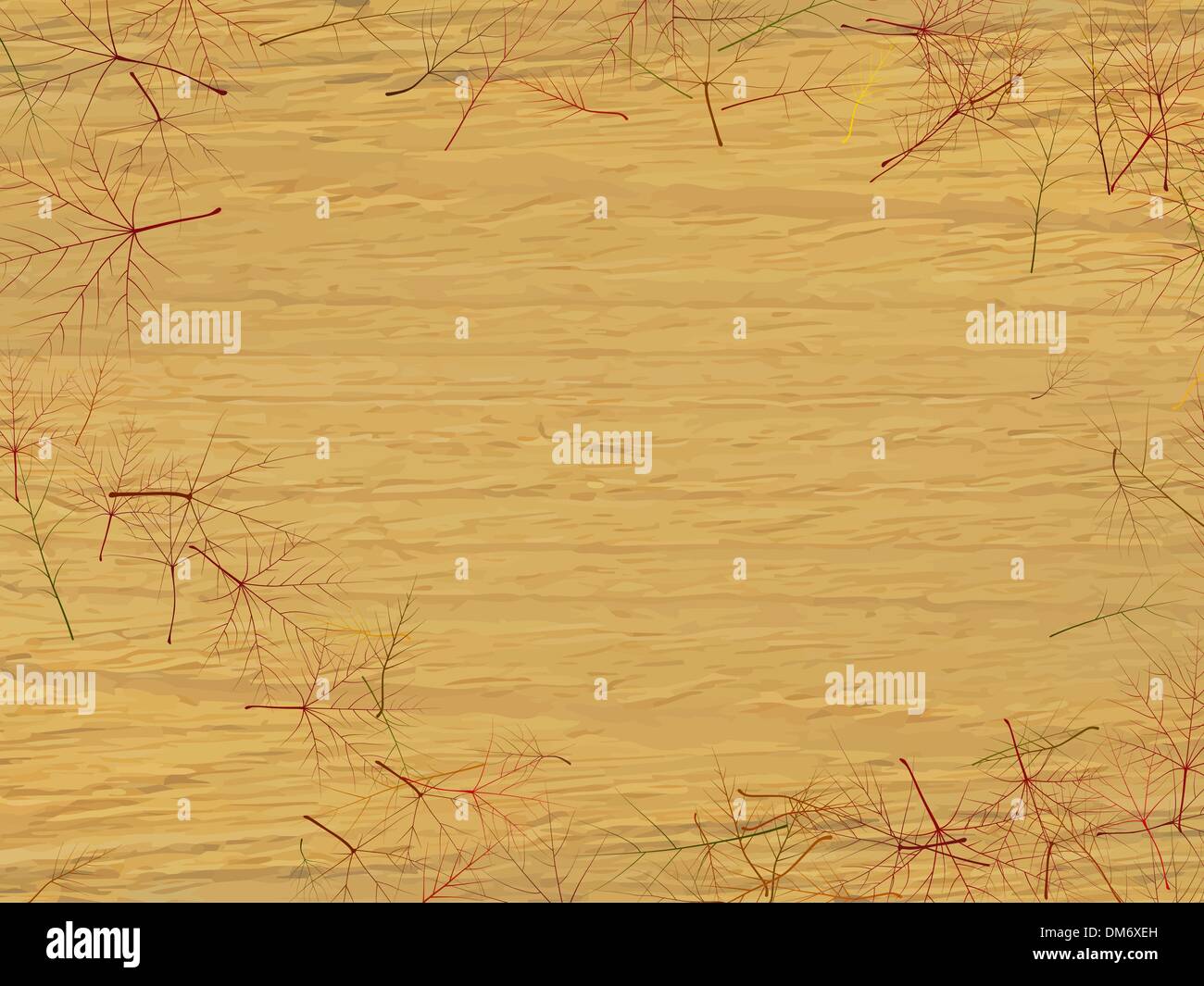 Fall leaves and pumpkins on wood background. Stock Vector