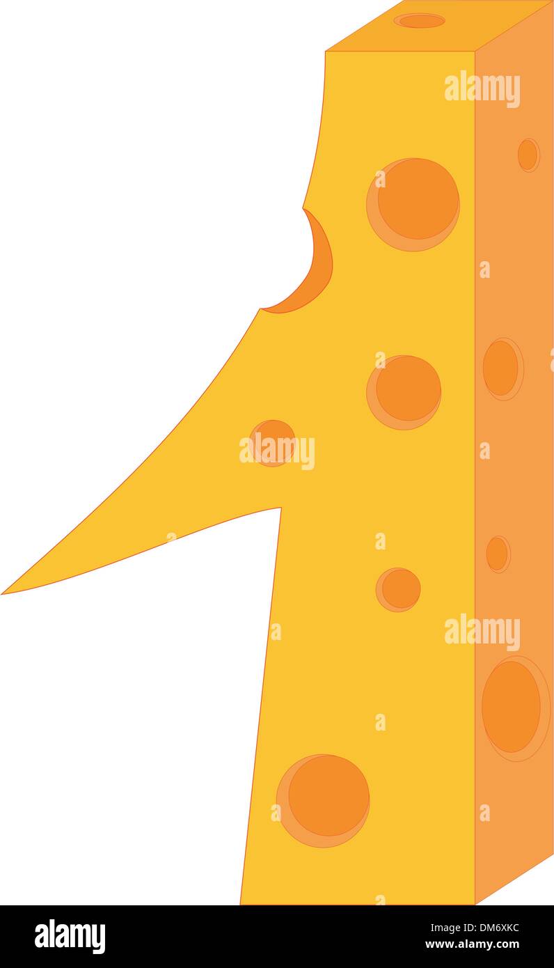 vector cheese numeral one Stock Vector