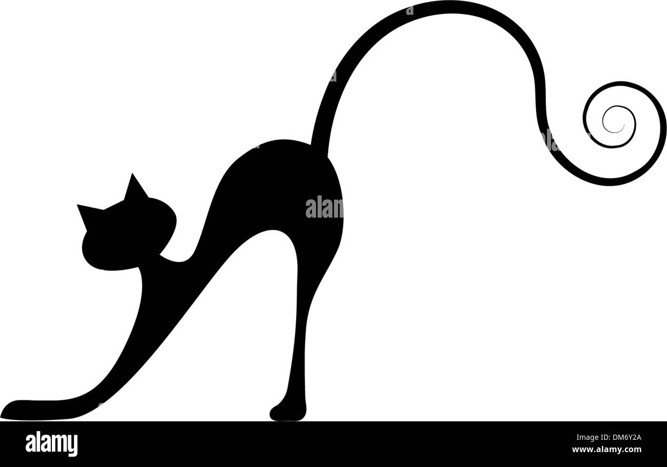 Black cat silhouette for your design Stock Vector