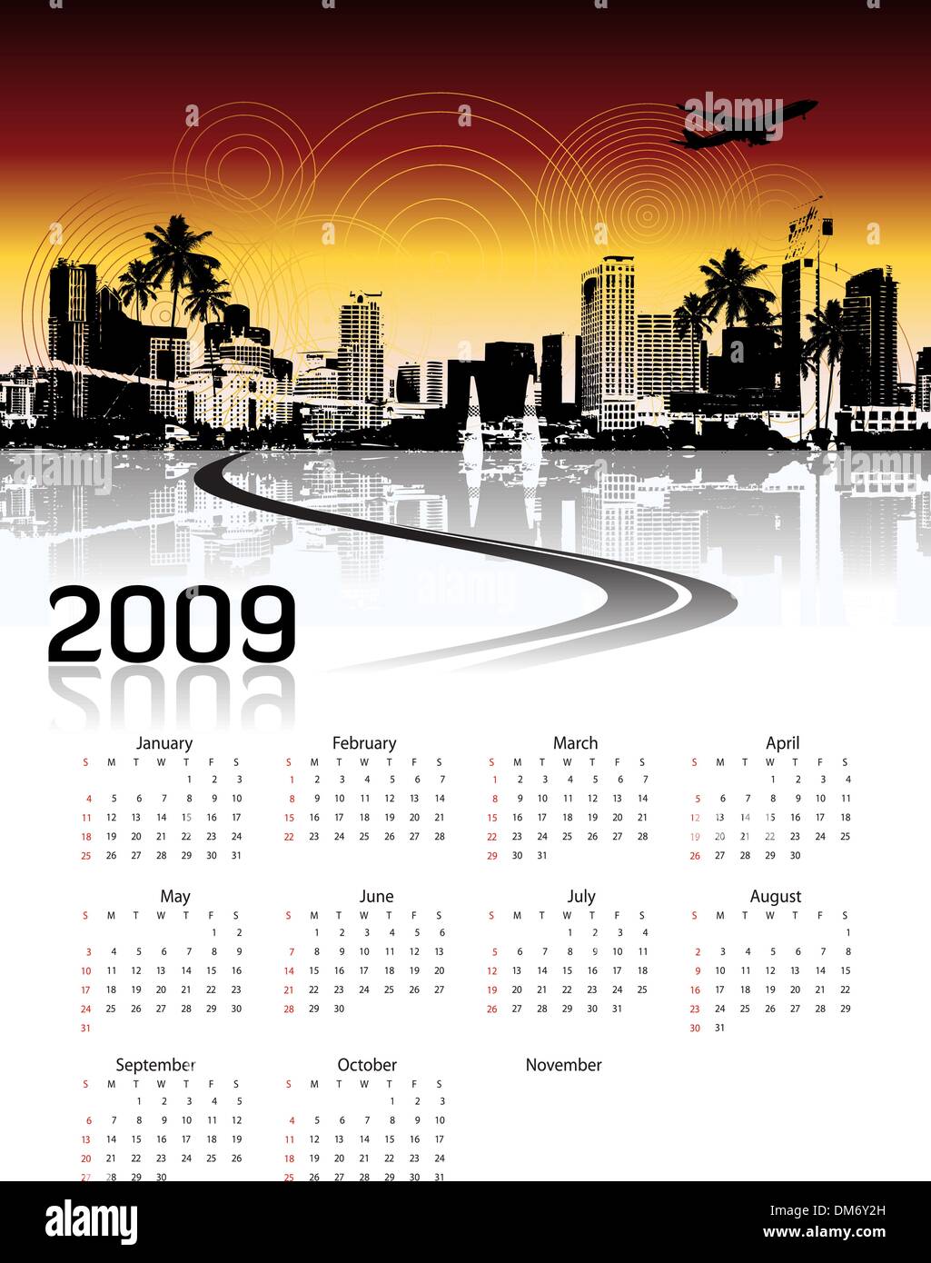 Cityscape background, calendar Stock Vector