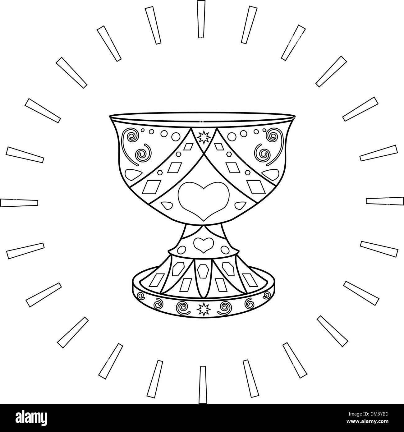 Holy Grail and the sun, contours Stock Vector