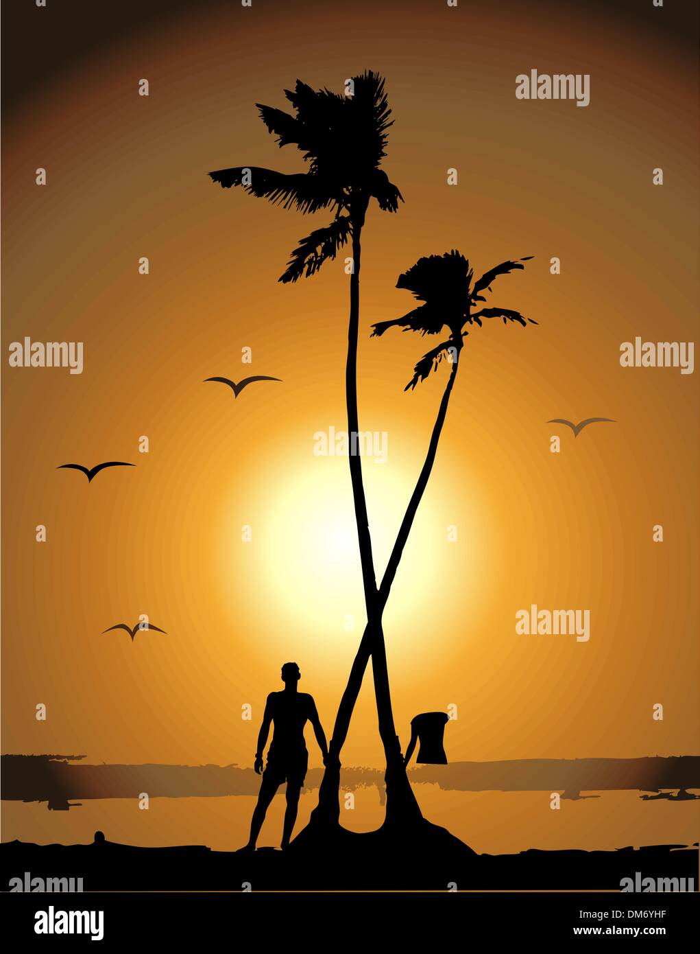 Sunset on the beach Stock Vector Image & Art - Alamy