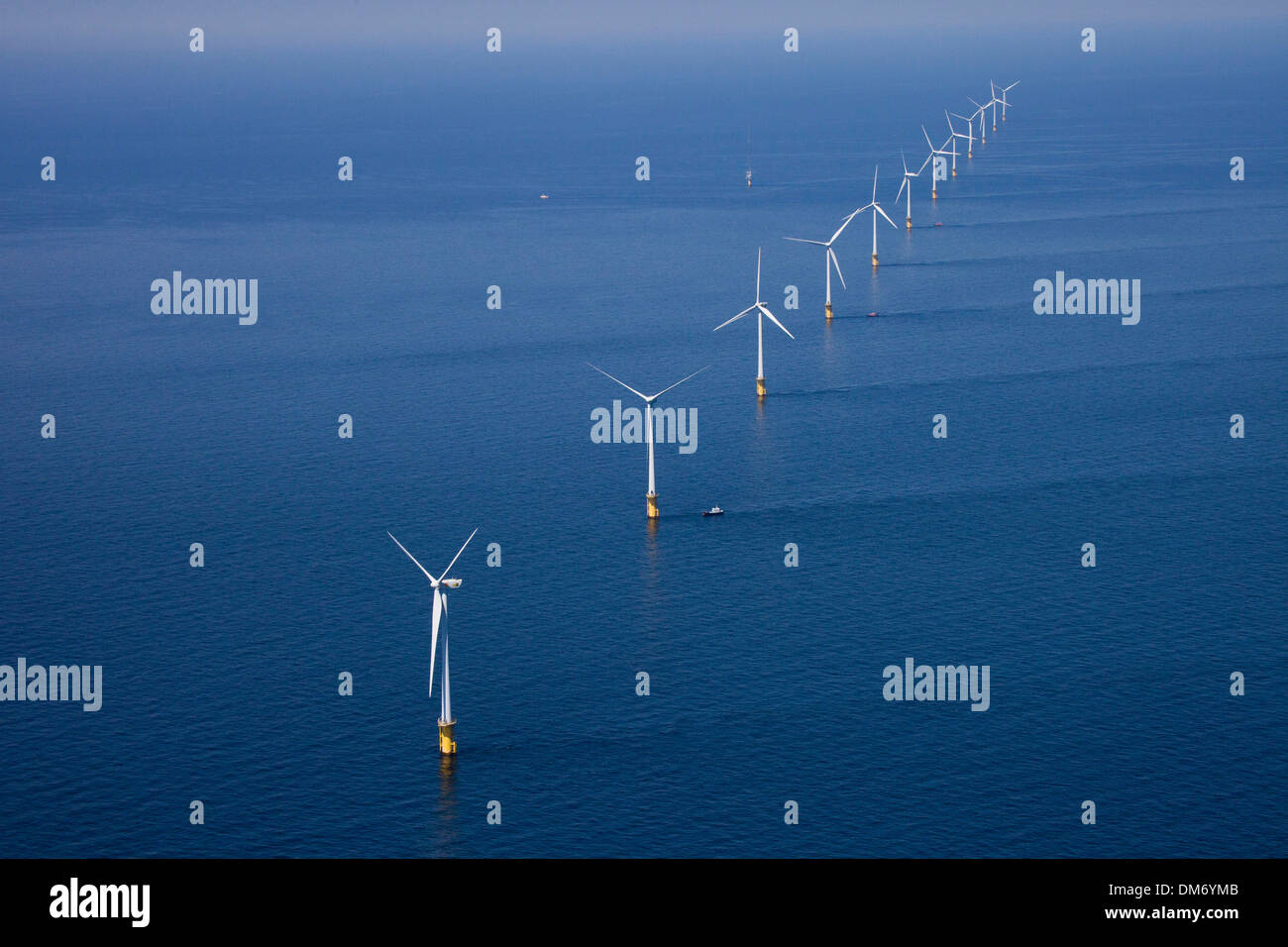 Dutch windmills in the North Sea Stock Photo