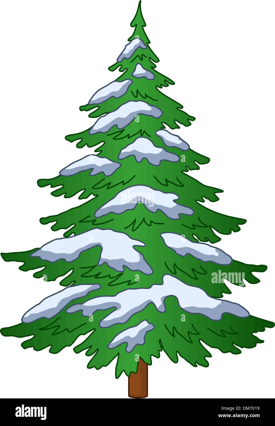 Fur-tree under the snow Stock Vector