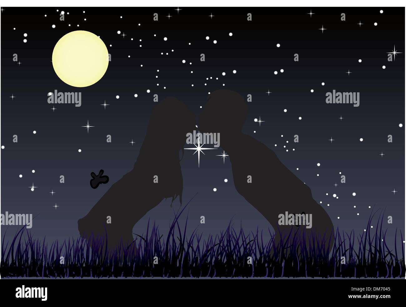 Couple full moon Stock Vector Images - Alamy