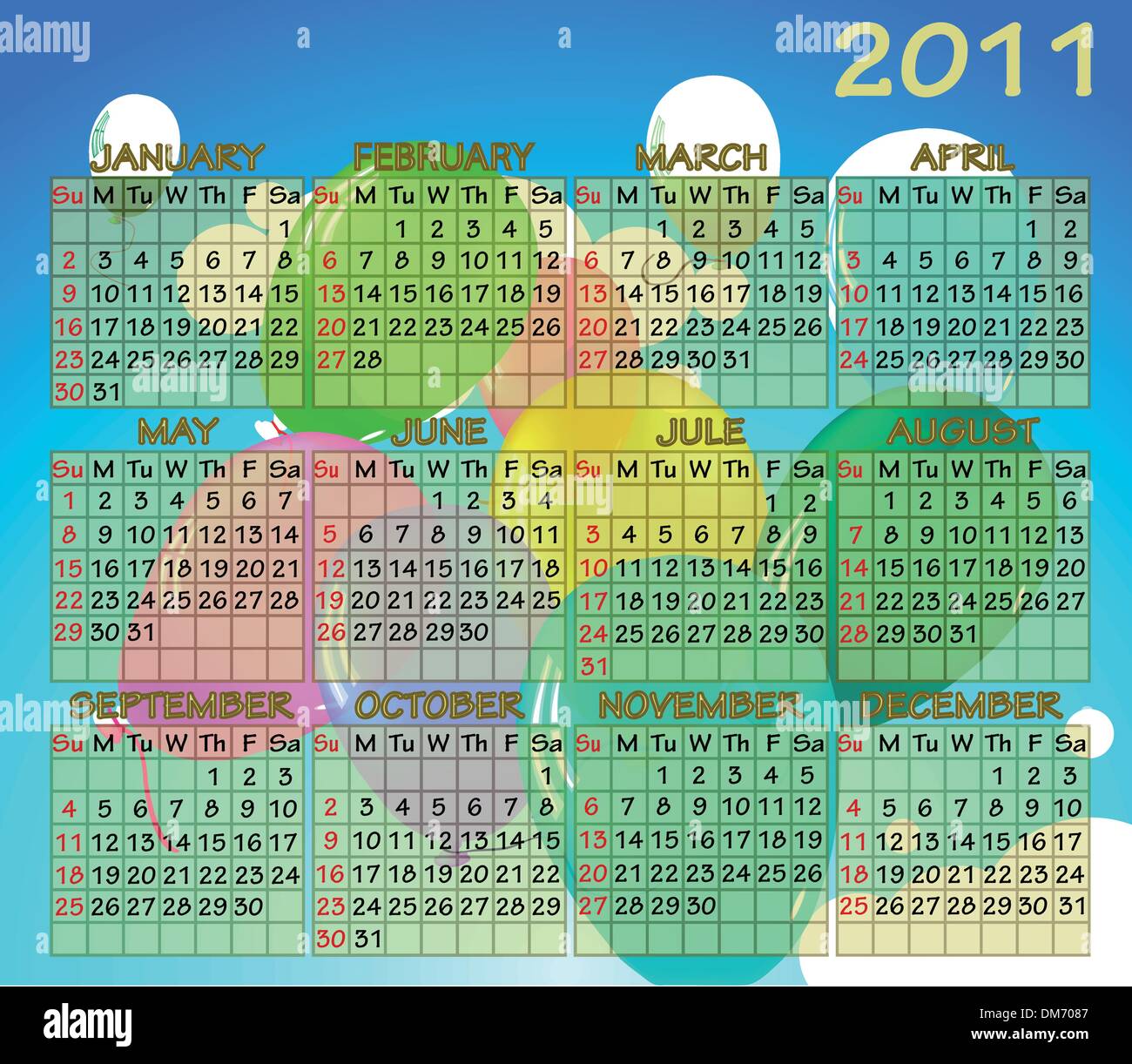 Calendar 2011 Stock Vector Images - Alamy