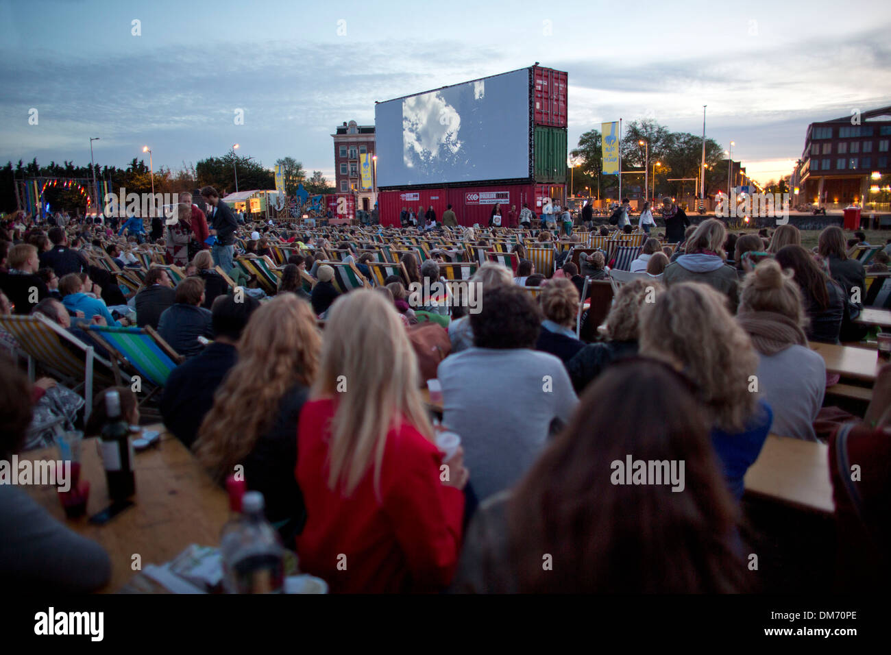 open air cinema in Amsterdam Stock Photo