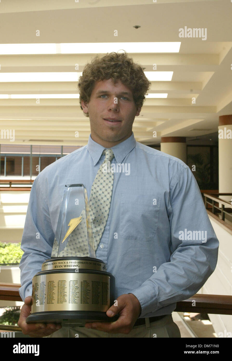 Jun 22, 2005; Long Beach, CA, USA; Ryan Whiting from Central Dauphin High School in Harrisburg, Pennsylvania  is honor the 2005 Gatorade national boysTrack and Field Athlete of the year at the The Westin Long Beach in Long Beach,California today Wednesday 22 June 2005. The award,which recognizes athletic achievement, as well as academic performance and overall character of its reci Stock Photo