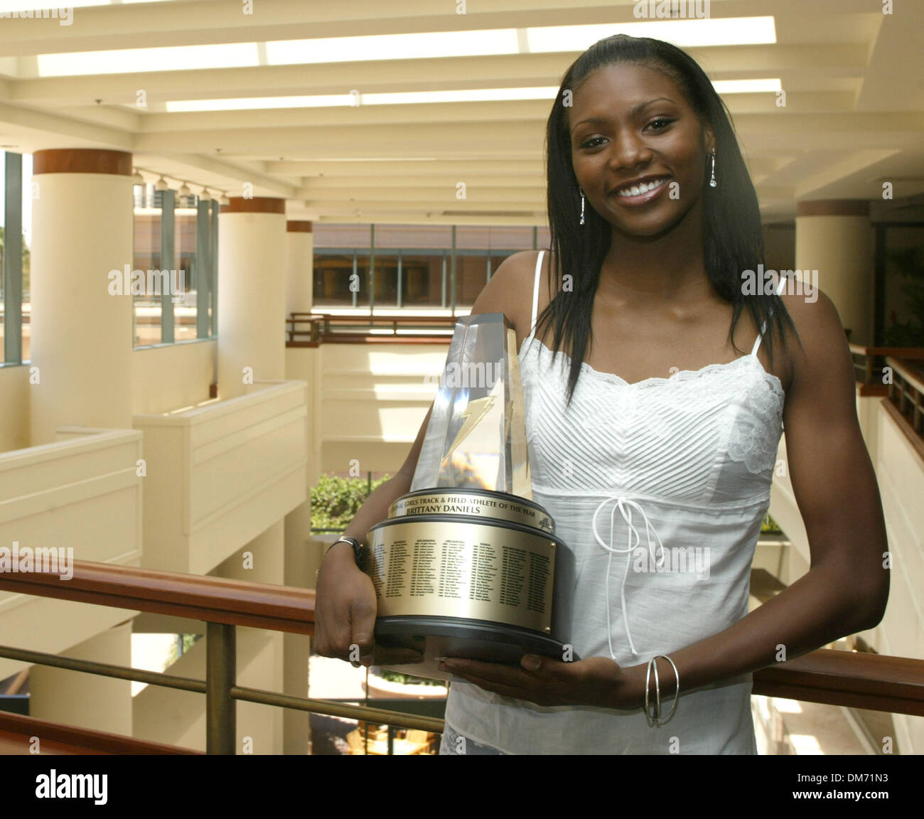 Jun 22, 2005; Long Beach, CA, USA; Brittany Daniels  from Merrill F. West High School in Tracy, California is honor the 2005 Gatorade national Girl Track and Field Athlete of the year at the The Westin Long Beach in Long Beach,California today Wednesday 22 June 2005. The award,which recognizes athletic achievement, as well as academic performance and overall character of is recipie Stock Photo