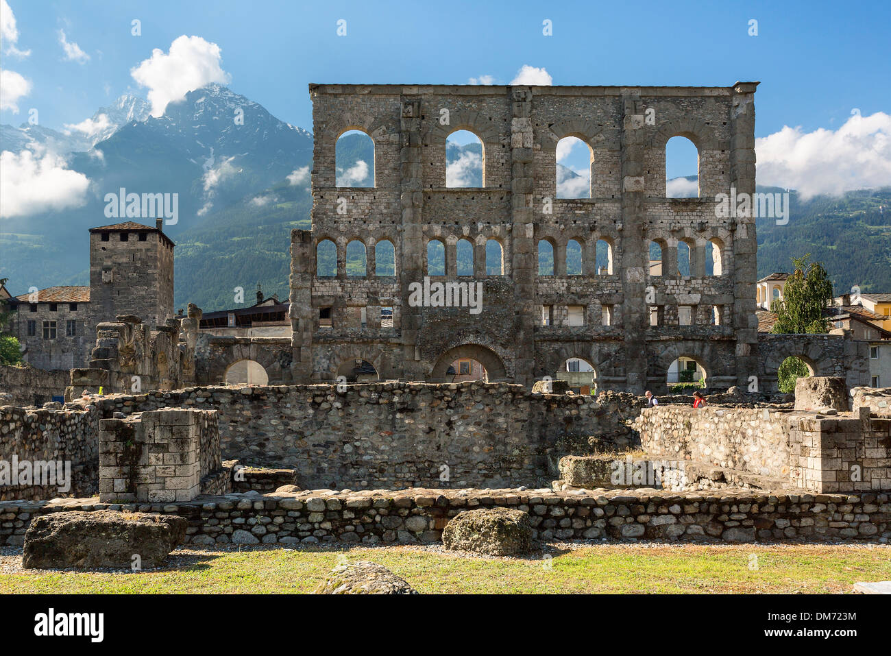Italy, Valle d'aosta, Aoste, Roman Theater Stock Photo