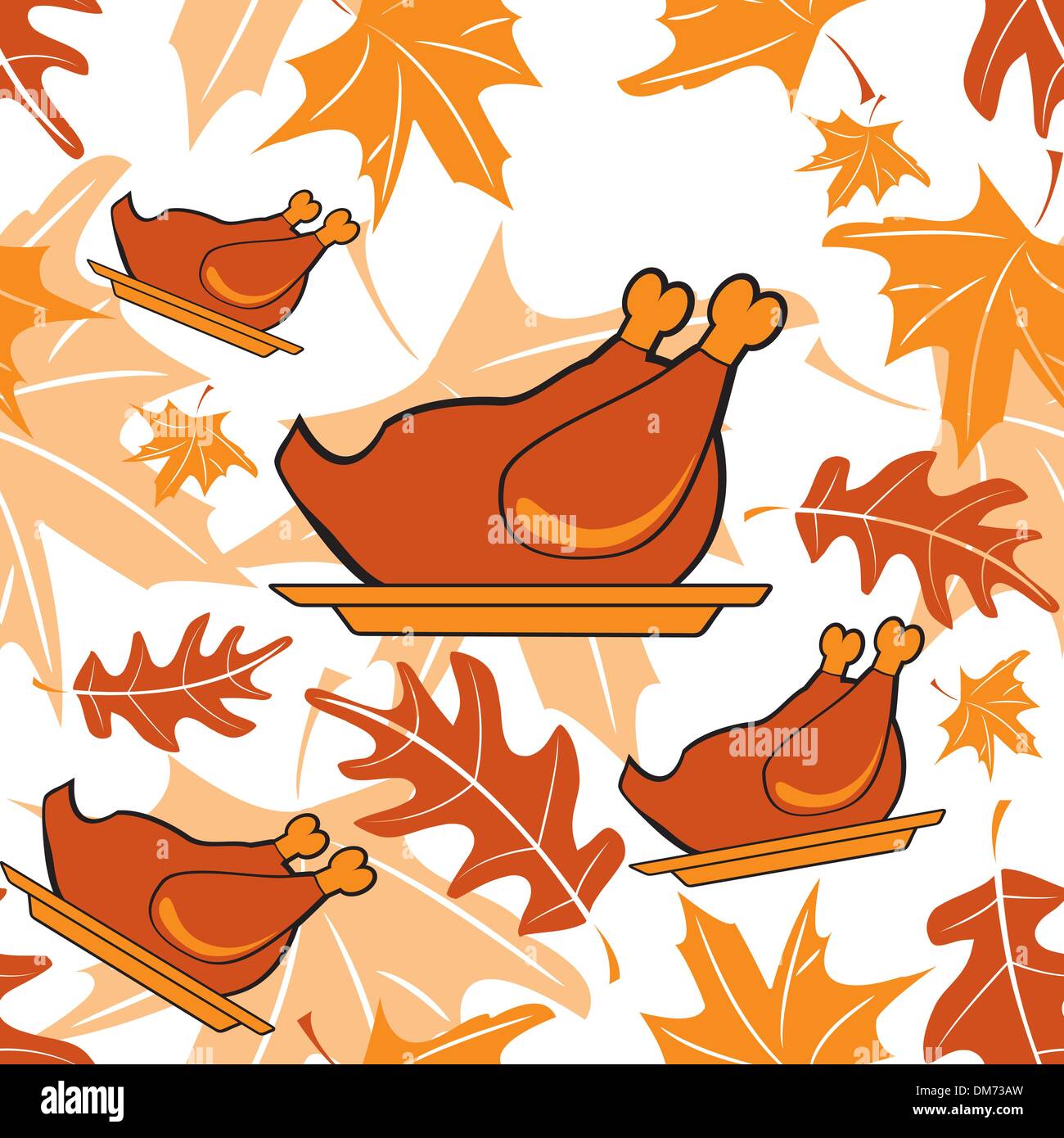 Autumnal seamless pattern with turkeys Stock Vector