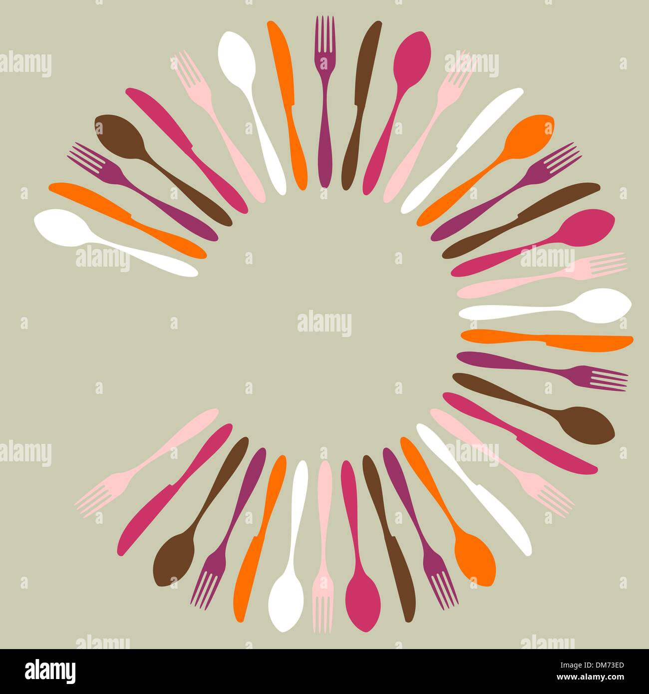 Colorful cutlery restaurant mandala Stock Vector Image & Art - Alamy
