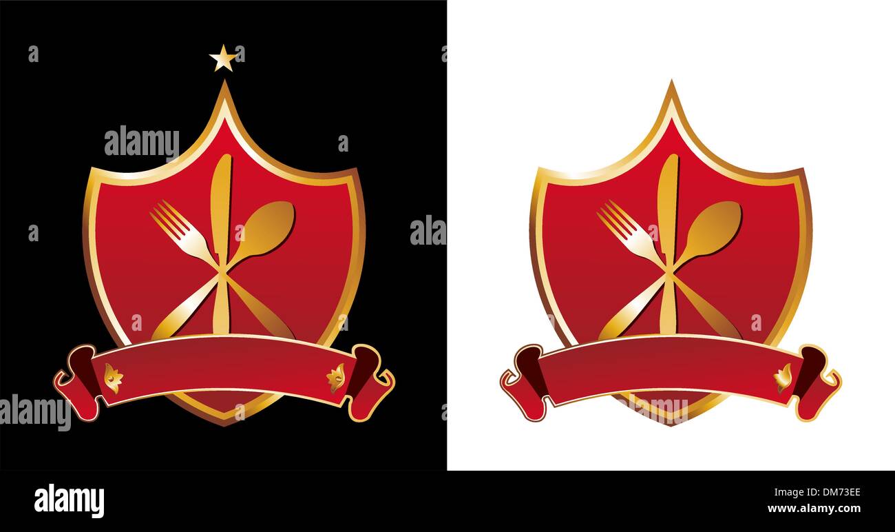 Restaurant shields illustrations Stock Vector