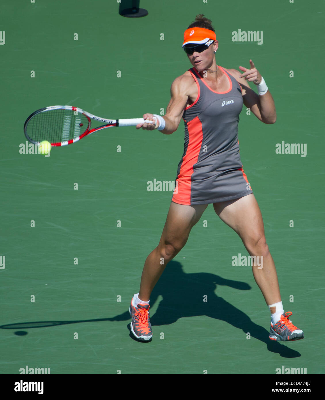 Samantha Stosur US Open 2012 Women's Match - Samantha Stosur v Varvara Lepchenko - USTA Billie Jean King National Tennis Center Stock Photo
