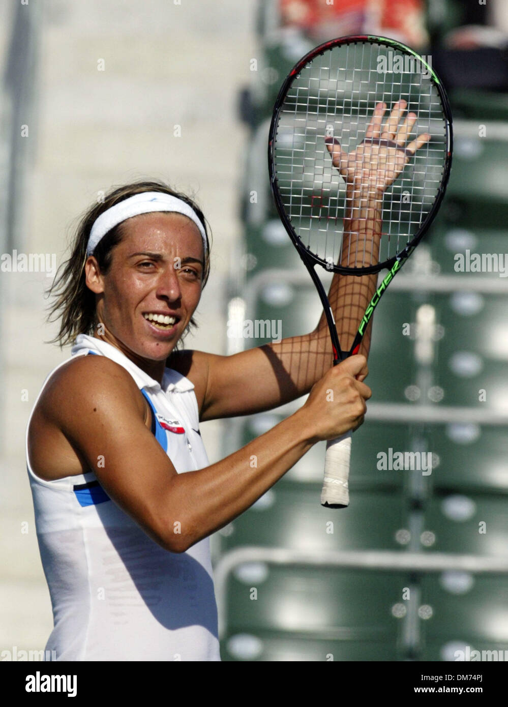 Aug 12, 2005; Carson, CA, USA; FRANCESCA SCHIAVONE of Italy defeats Conchita Martinez of Spain during the quarter final match at the JP Morgan Chase Open in Carson, CA on Aug. 12, 2005. Mandatory Credit: Photo by Armando Arorizo/ZUMA Press. (©) Copyright 2005 by Armando Arorizo Stock Photo