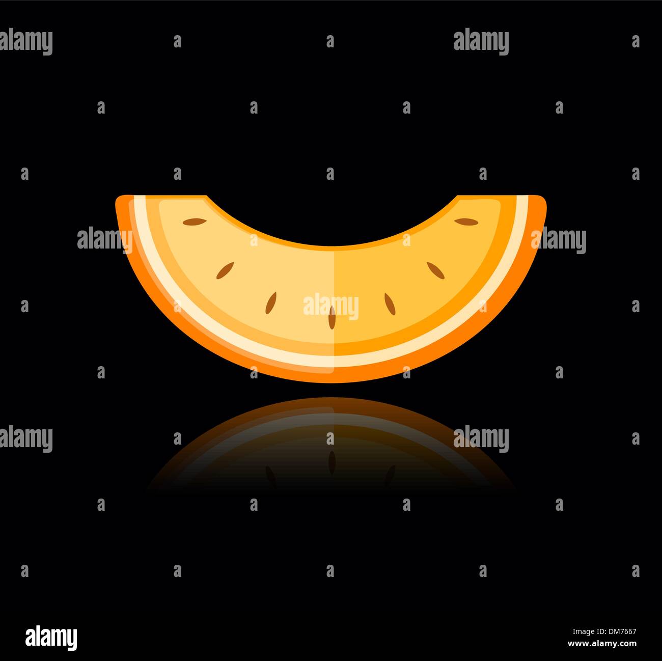 Piece of melon on black for your design Stock Vector