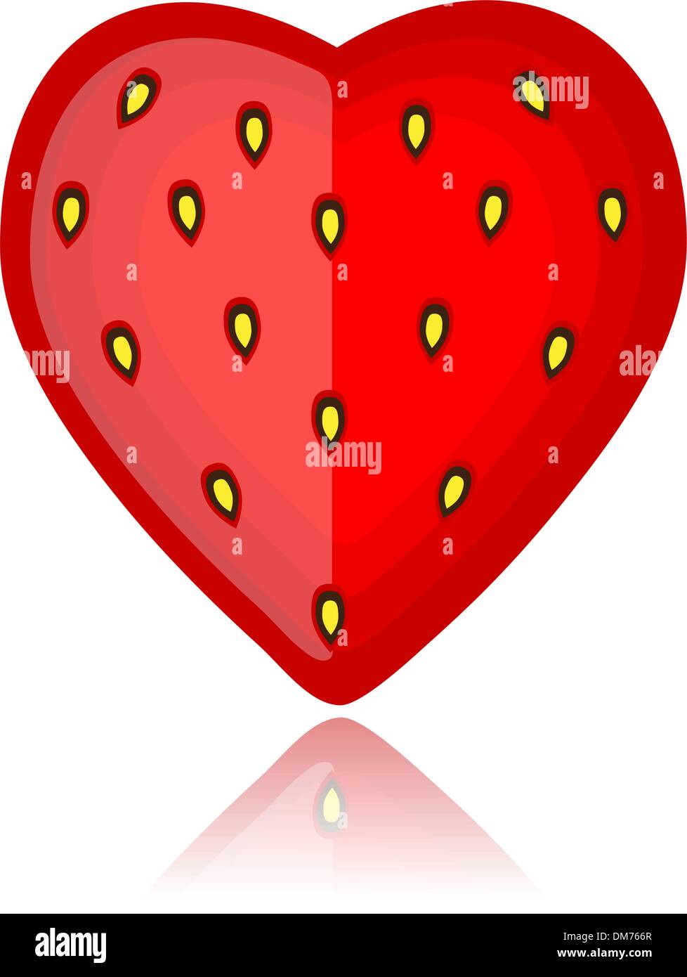 Strawberry, heart shape red on white Stock Vector