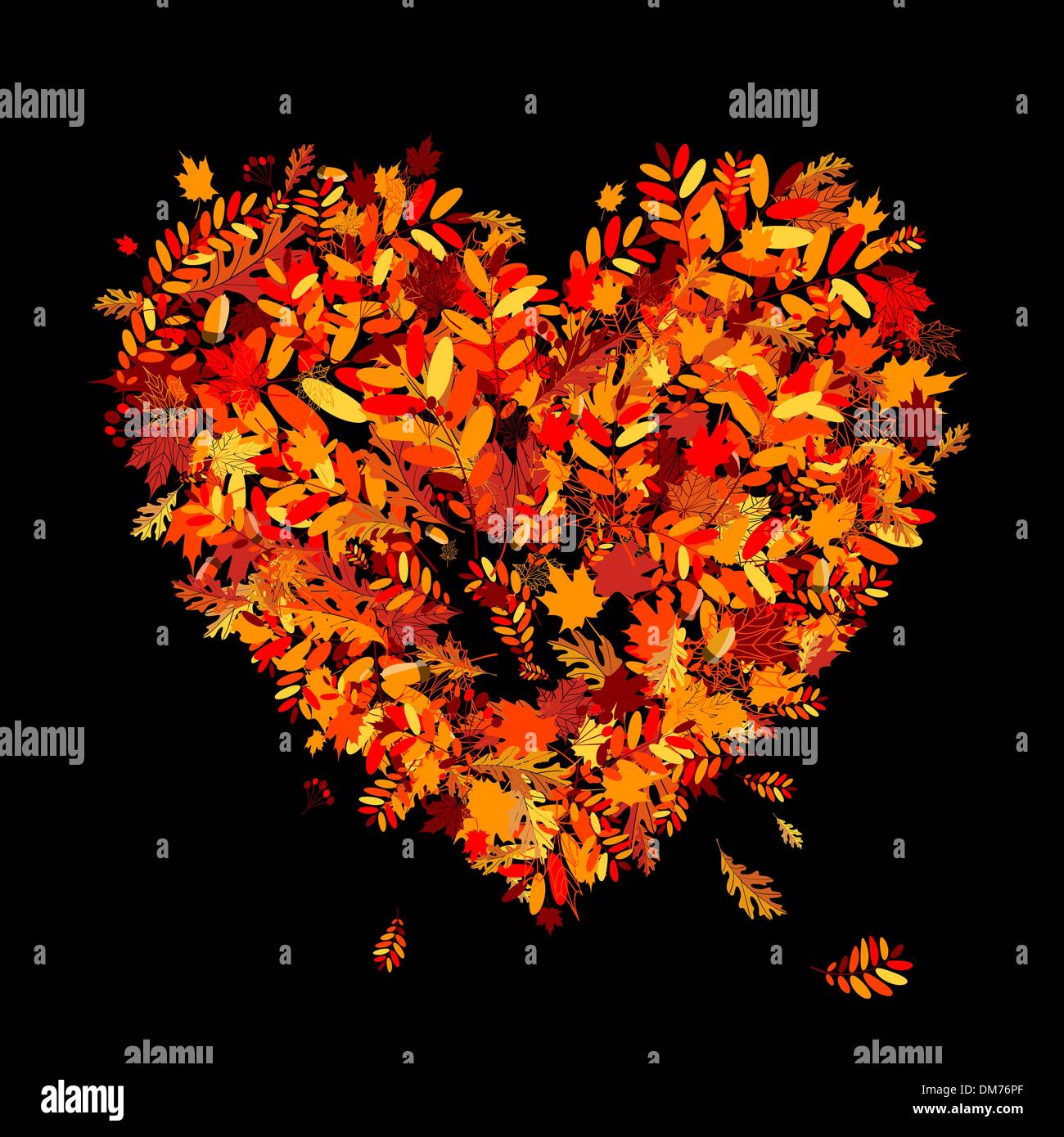 I love autumn! Heart shape from falling leaves Stock Vector