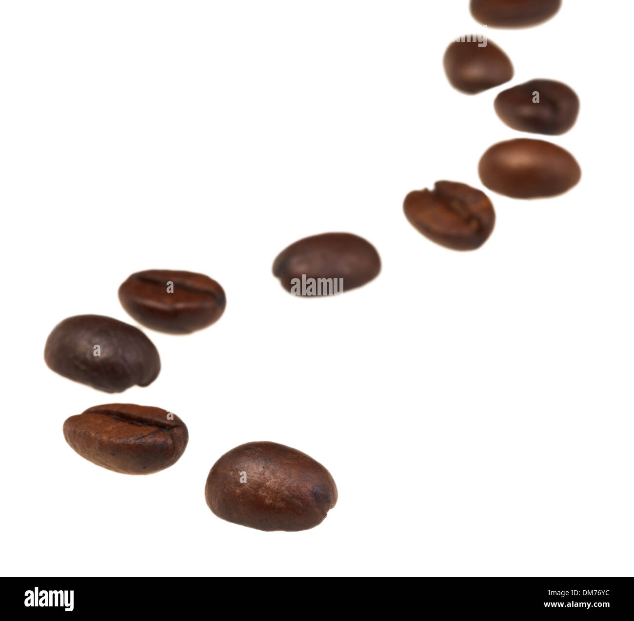 sinuous line pattern from roasted coffee beans with focus foreground Stock Photo