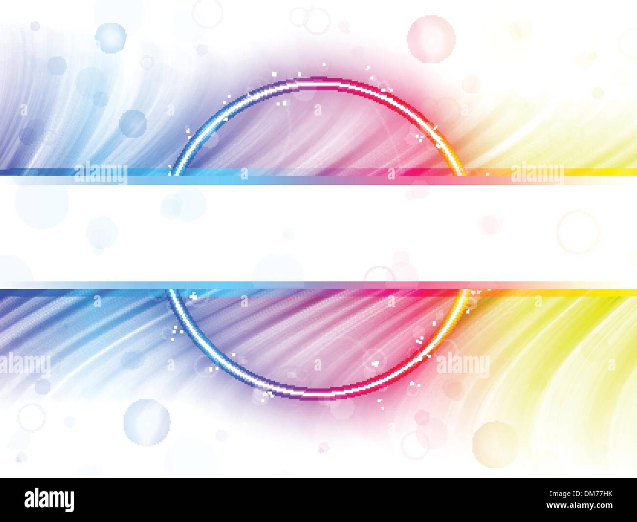Rainbow Circle Border with Sparkles and Swirls. Stock Vector