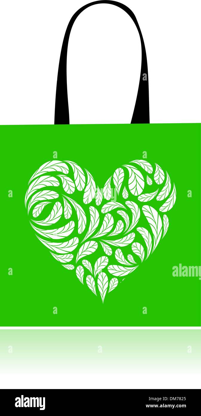 Shopping bag design, floral heart shape Stock Vector