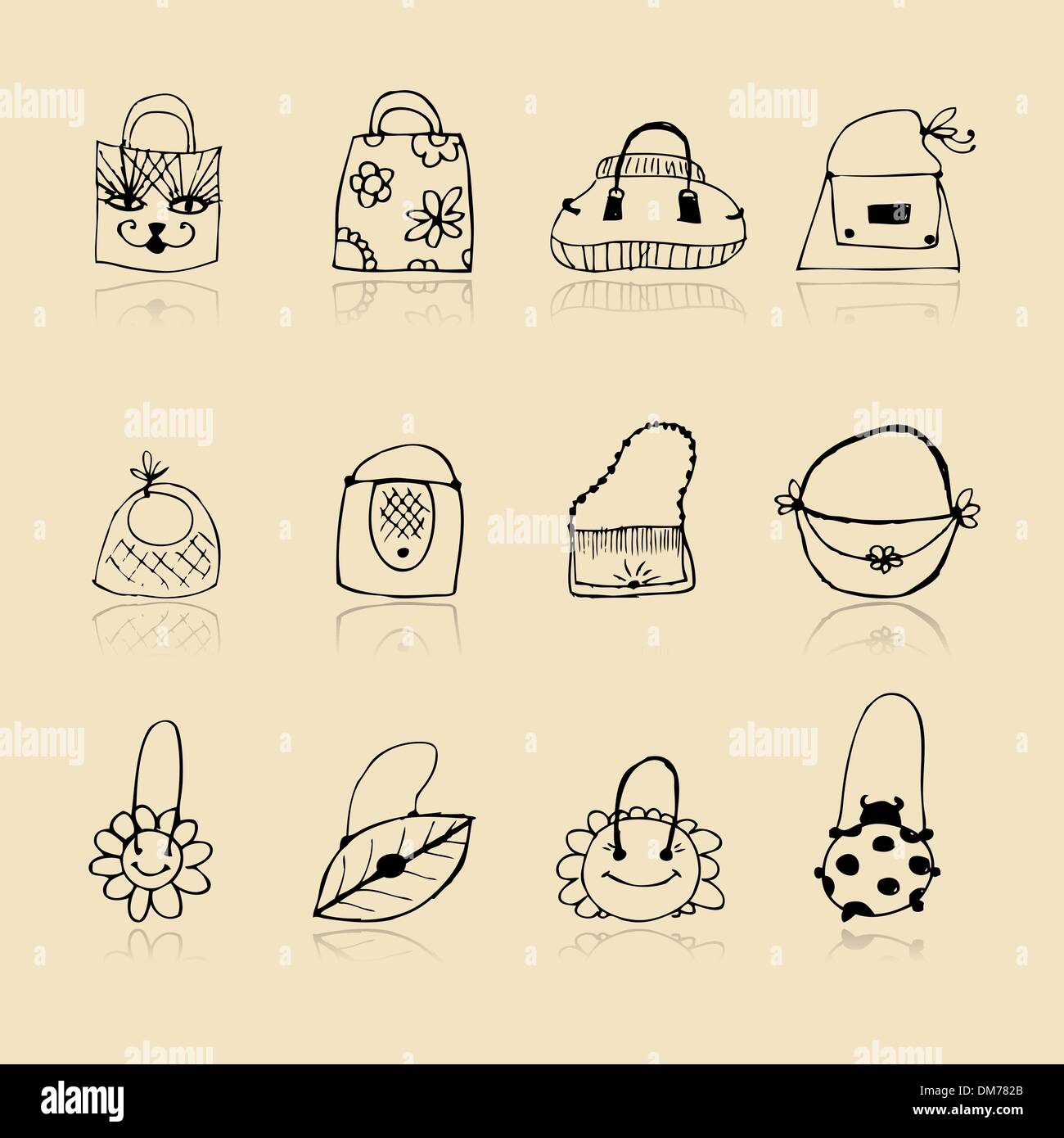 Sketches of bags. vector fashion illustration isolated on white background.  | CanStock