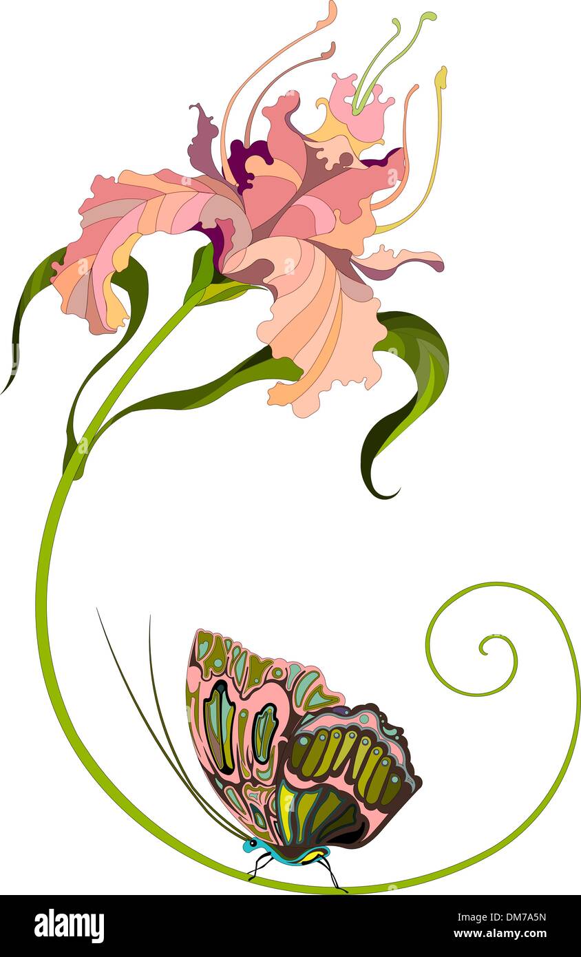 Flower and Butterfly Stock Vector Image & Art - Alamy