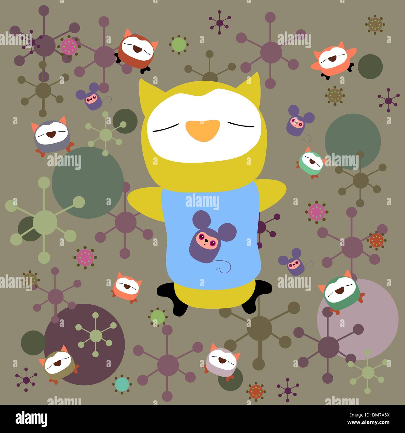 sleeping owl Stock Vector