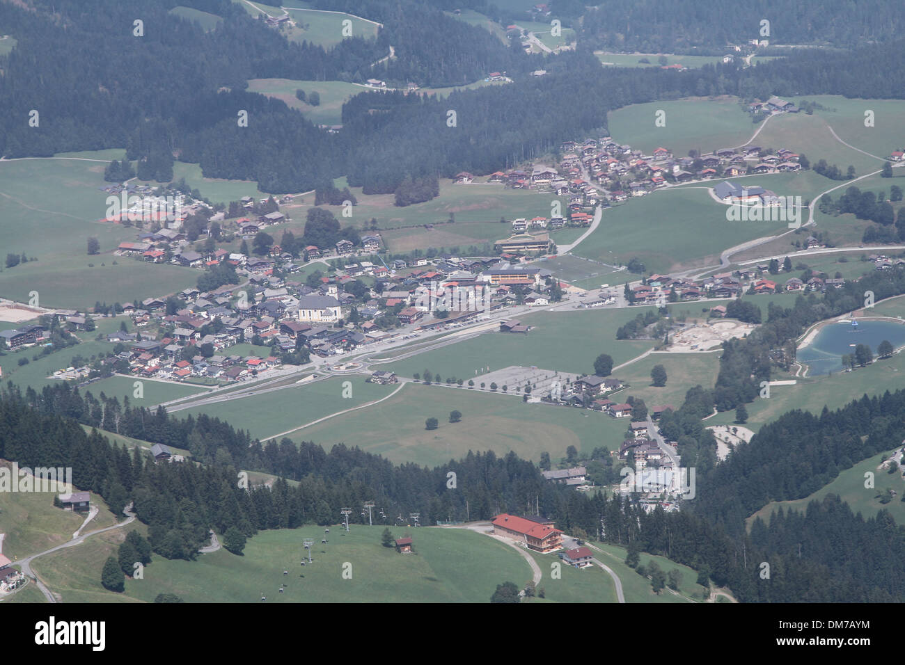 Looking down from the Hohe Salve mountain onto Soll, Austria Stock Photo