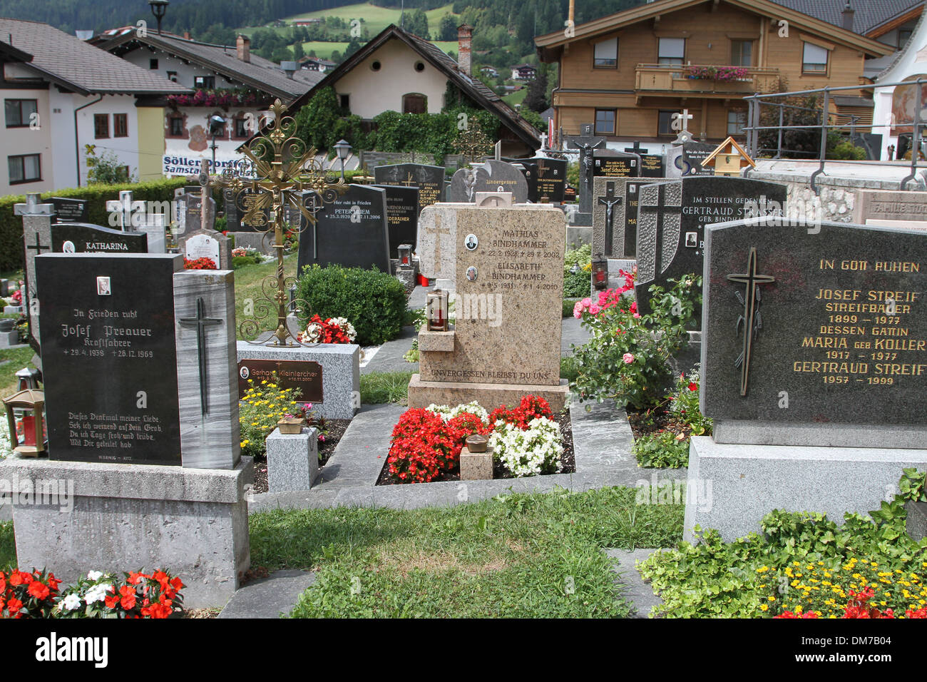 Beautiful grave markers in Soll, Austria Stock Photo