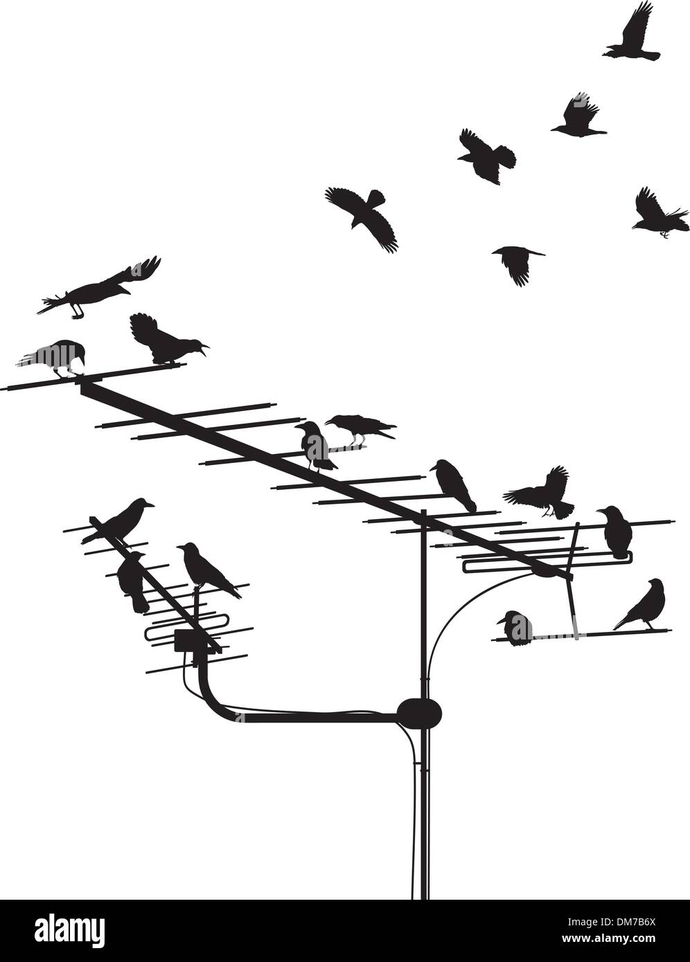 Crows on the antenna Stock Vector