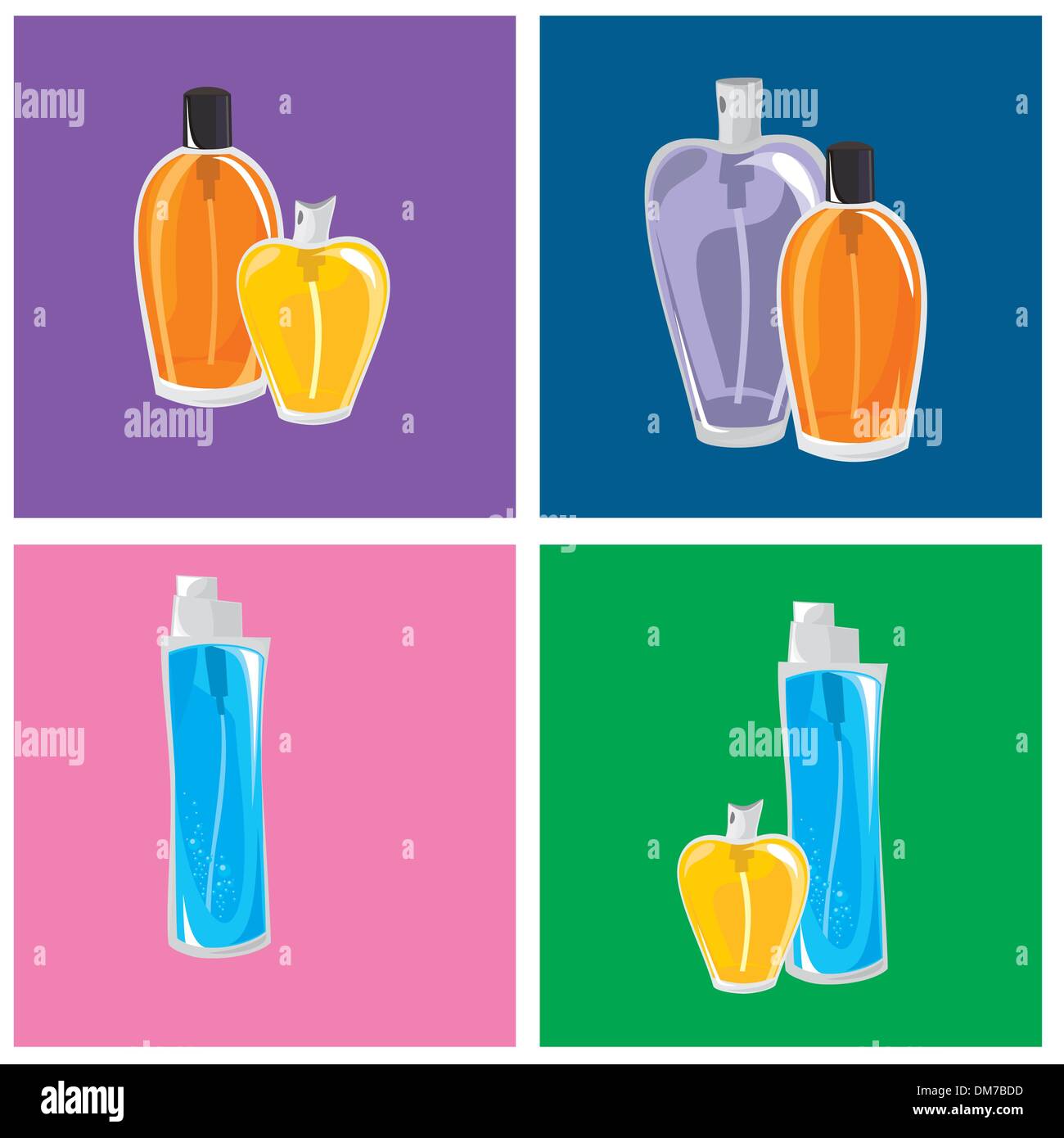 collection of different perfumes Stock Vector