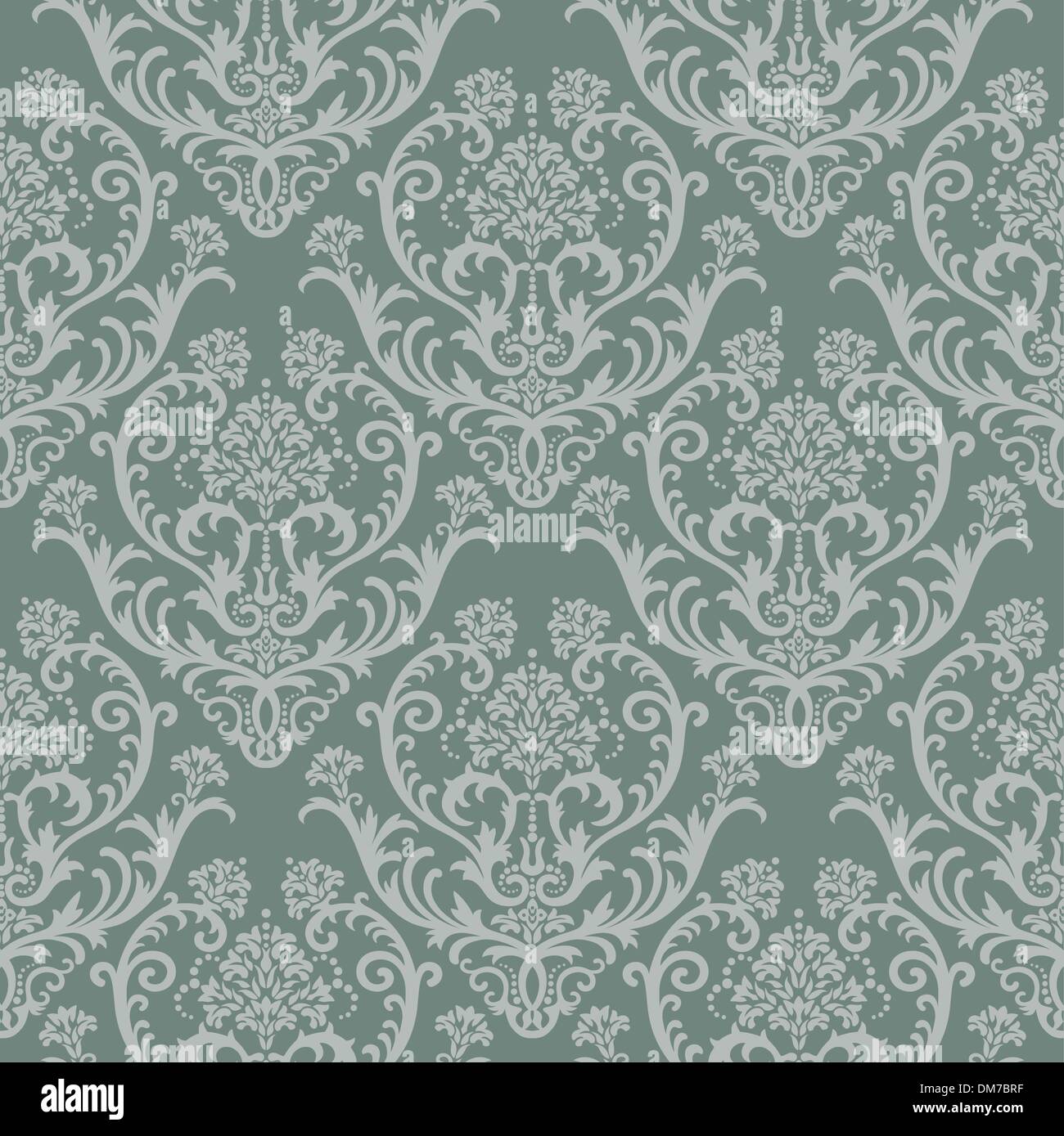 Seamless green floral damask wallpaper Stock Vector Image & Art - Alamy