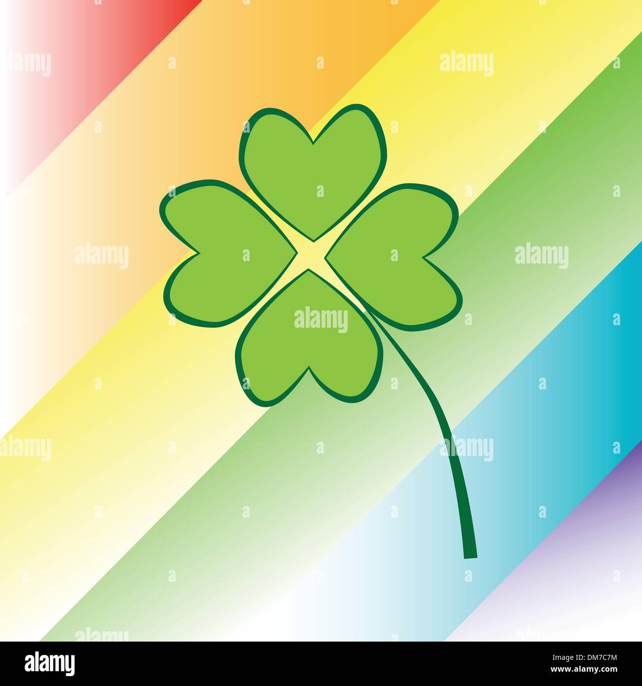 Four Leaf Clover on Rainbow Stock Vector Art & Illustration, Vector