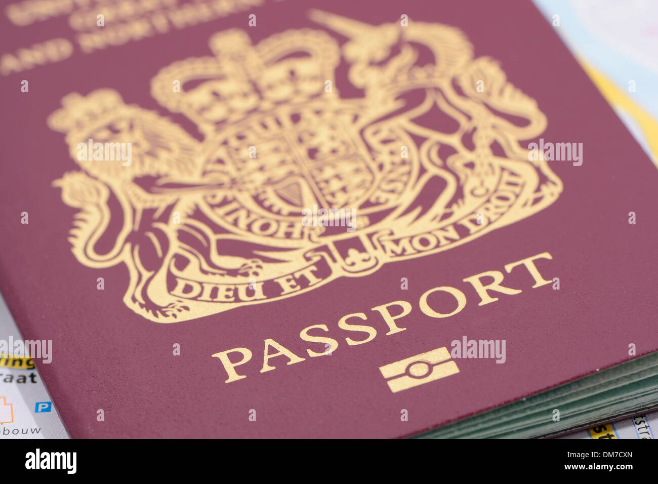 Close up of United Kingdom Passport Stock Photo