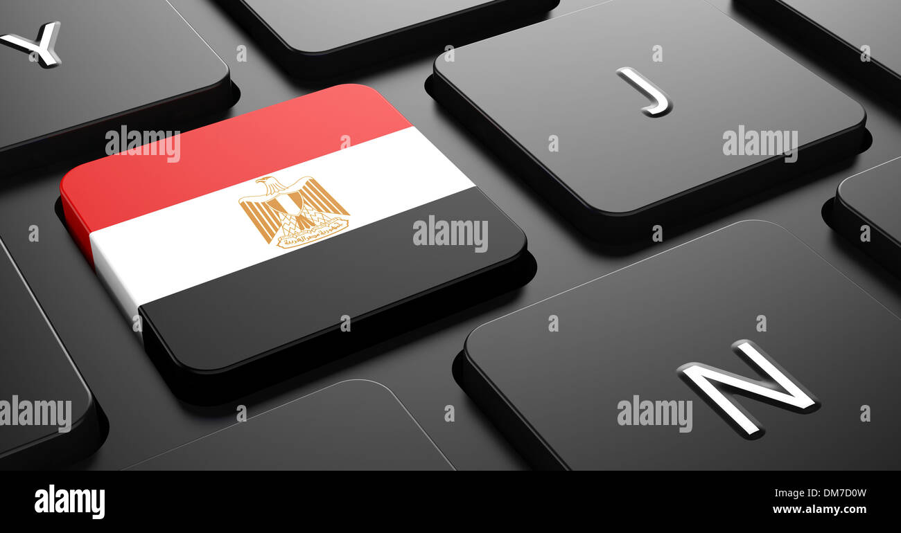 Egypt - Flag on Button of Black Keyboard. Stock Photo