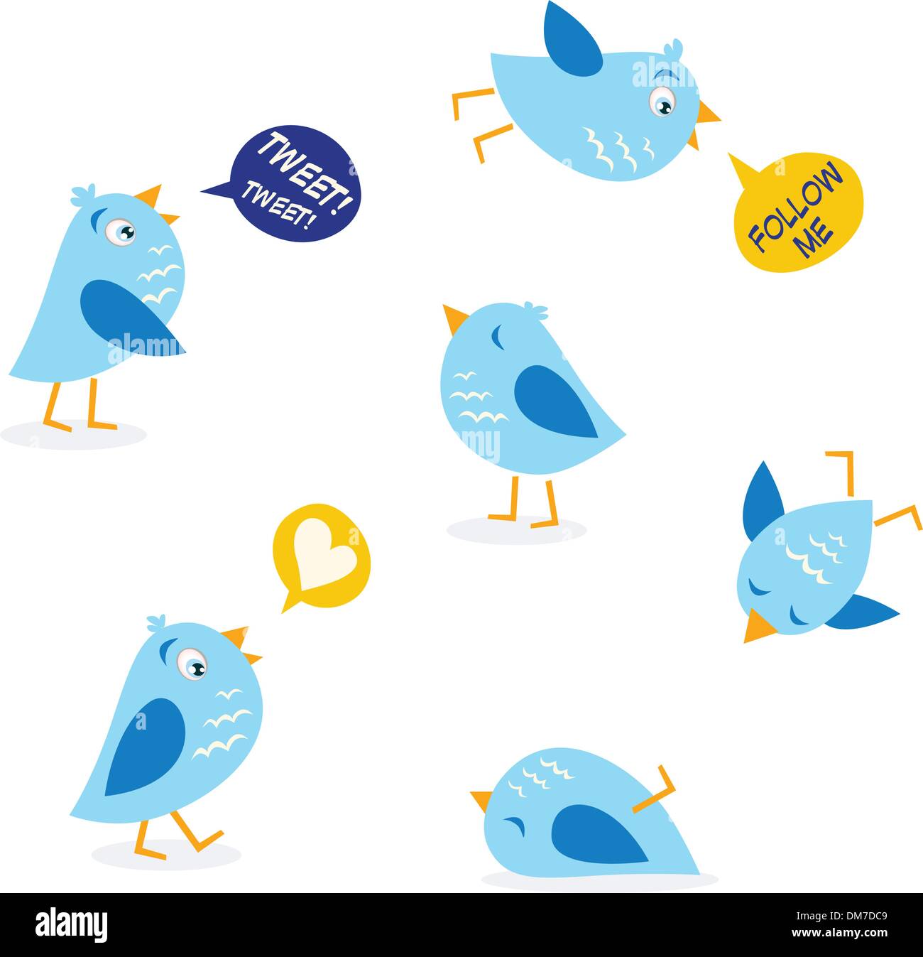 Twitter message birds set Stock Vector