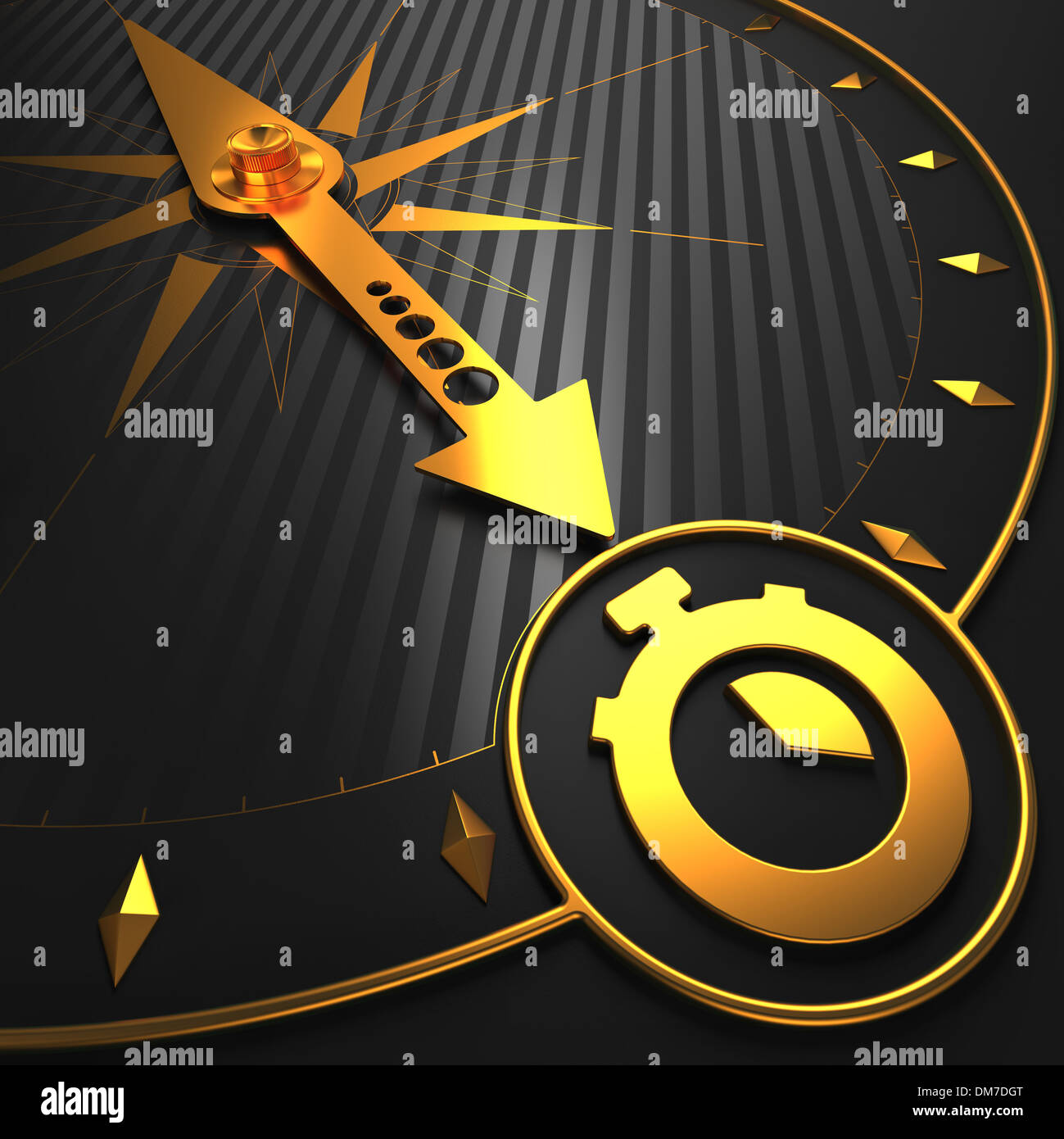 Golden Stopwatch Icon on Black Compass Stock Photo Alamy